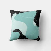 ブラックおよびティール(緑がかった色)抽象芸術 クッション (裏面)