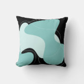 ブラックおよびティール(緑がかった色)抽象芸術 クッション (正面)