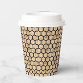 ブラックおよびバラ金ゴールドハニカムグラフィックパターン 紙コップ (裏面)