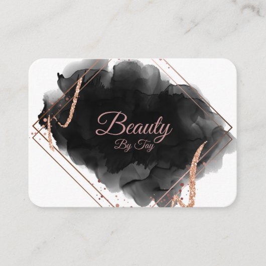 ブラックおよびバラ金ゴールド名刺ピンク 名刺 (正面)