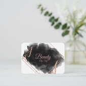 ブラックおよびバラ金ゴールド名刺ピンク 名刺 (スタンド正面)