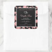 ブラックおよびピンクのフローラ製品の包装ラベル スクエアシール (バッグ)