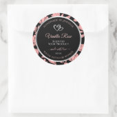 ブラックおよびピンクのフローラ製品の包装ラベル ラウンドシール (バッグ)