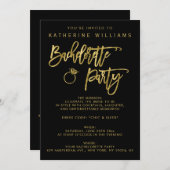 ブラックおよびフェイク金ゴールドバチェロレッテ招待状 招待状 (正面/裏面)