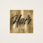 ブラックおよびブラシ仕上げ金ゴールド美容師名刺 (正面)