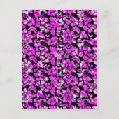 ブラックおよびメタリックピンクのヴィンテージフローラマスク ポストカード (正面)