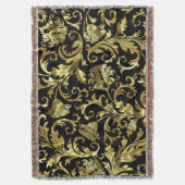 ブラックおよびメタリック金ゴールドヴィンテージフローラダンパー3 スローブランケット (正面縦)