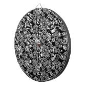 ブラックおよびメタリック銀ヴィンテージフローラダマスク ダーツボード (正面右)