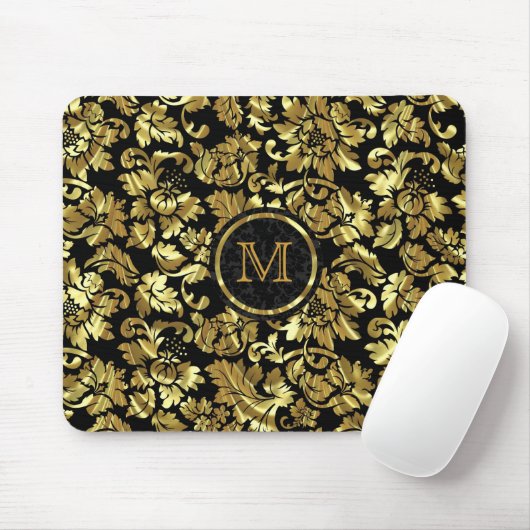 ブラックおよびメタルの金ゴールドヴィンテージマスク マウスパッド (マウス)