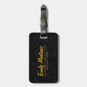 ブラックおよびメタルの金ゴールドヴィンテージマスク ラゲッジタグ (裏面縦)