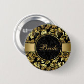 ブラックおよびメタルの金ゴールドヴィンテージマスク 缶バッジ (正面&裏面)