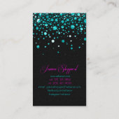 ブラックおよびメタルティール(緑がかった色)ランダム円デザイン 名刺 (裏面)