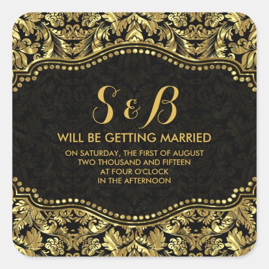 ブラックおよびメタル金ゴールドフローラダンパー2パターン スクエアシール (正面)