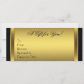 ブラックおよび金ゴールドのギフト券 (裏面)