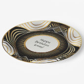 ブラックおよび金ゴールドアールデコ紙プレート パーソナライズされた ペーパープレート (アングル)