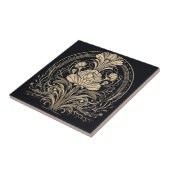 ブラックおよび金ゴールドエレガントフローラアールデコ タイル (側面)