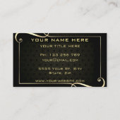 ブラックおよび金ゴールドオーナメント額縁名刺 名刺 (裏面)