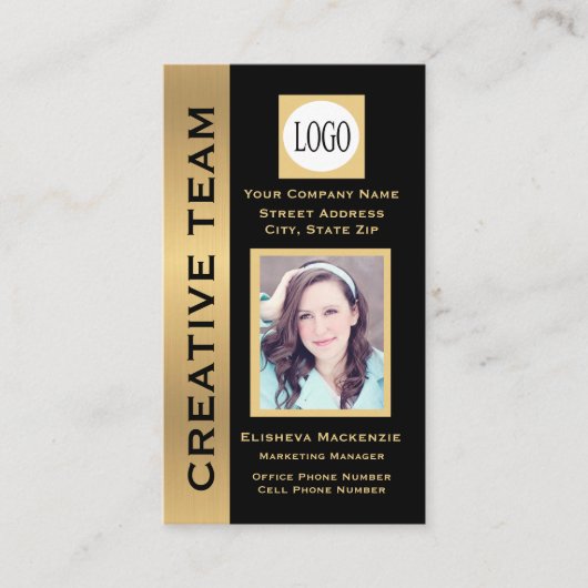 ブラックおよび金ゴールドクリエイティブエグゼクティブ 名刺 (正面)