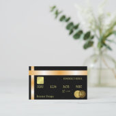 ブラックおよび金ゴールドクレジットカードテンプレート 名刺 (スタンド正面)