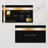 ブラックおよび金ゴールドクレジットカードテンプレート 名刺 (正面/裏面)