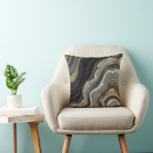 ブラックおよび金ゴールドグリッターアゲート抽象芸術 クッション (椅子)