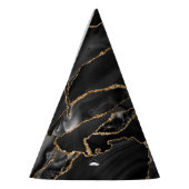 ブラックおよび金ゴールドグリッターアゲート抽象芸術 パーティーハット (左)