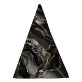 ブラックおよび金ゴールドグリッターアゲート抽象芸術 パーティーハット (右)