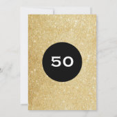 ブラックおよび金ゴールドグリッターサプライズパーティー誕生日 招待状 (裏面)