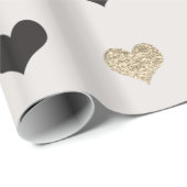 ブラックおよび金ゴールドグリッターハート包装紙 ラッピングペーパー (ロールコーナー)