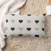 ブラックおよび金ゴールドグリッターハート装飾用クッション ランバークッション (ブランケット)