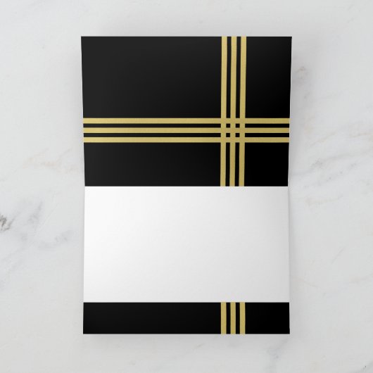 ブラックおよび金ゴールドグリッター氷スケートで滑るサンキューカード サンキューカード (内部)