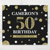 ブラックおよび金ゴールドグリッター紙吹雪誕生日 ビールラベル (シングルラベル)