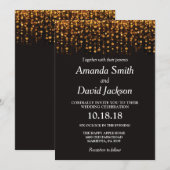 ブラックおよび金ゴールドグリッター結婚式招待状 招待状 (正面/裏面)