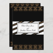 ブラックおよび金ゴールドゲイ結婚式招待状 招待状 (正面/裏面)