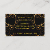 ブラックおよび金ゴールドハートの名刺 名刺 (裏面)