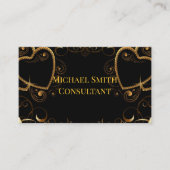 ブラックおよび金ゴールドハートの名刺 名刺 (正面)