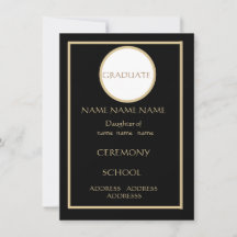 ブラックおよび金ゴールドフラットカードインサート – W/またはW/Oエンベロープ