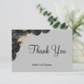 ブラックおよび金ゴールドフローラサンキューカード (スタンド正面)