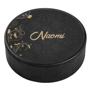 ブラックおよび金ゴールドフローラダマスク アイスホッケーパック