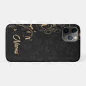ブラックおよび金ゴールドフローラダマスク Case-Mate iPhoneケース (裏面(横))