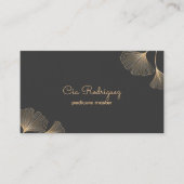 ブラックおよび金ゴールドフローラペディキュアマスター 名刺 (正面)
