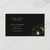 ブラックおよび金ゴールドフローラ名刺 名刺 (裏面)