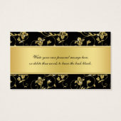 ブラックおよび金ゴールドフローラ結婚式の引き出物ラベル (裏面)