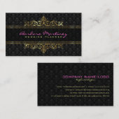 ブラックおよび金ゴールドメタリックフローラのマスクとフレーム 名刺 (正面/裏面)