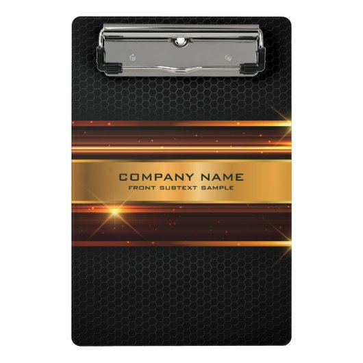 ブラックおよび金ゴールドメタリック幾何エレガントデザイン ミニクリップボード (正面)