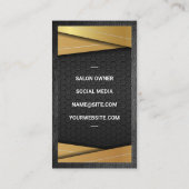 ブラックおよび金ゴールドメタル サロンはさみ 名刺 (裏面)