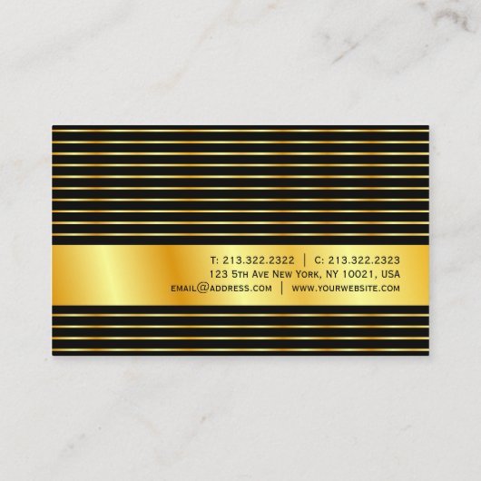 ブラックおよび金ゴールドモダンエレガントテンプレート 名刺 (裏面)