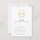 ブラックおよび金ゴールドリーフ楕円リースRSVP 結婚's 出欠カード (裏面)