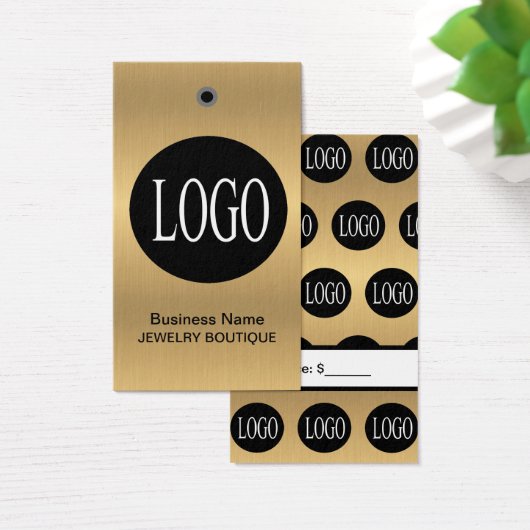 ブラックおよび金ゴールドロゴジュエリー価格ラベル (デスク)
