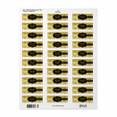 ブラックおよび金ゴールドヴィンテージフローラダマスク ラベル (フルシート)